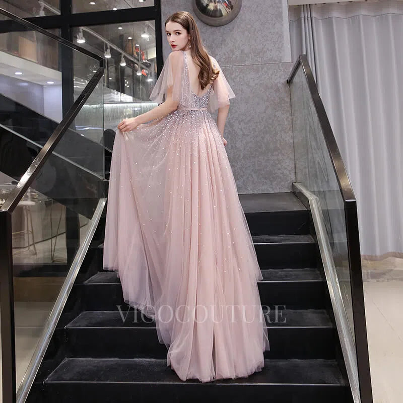 Prom Dress 2025 Blush A-line Beaded Prom Dresses 20085-unique elegant Prom Dresses-Blush-US2-vigocouture