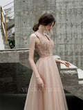 Prom Dress 2025 Blush A-line Prom Dresses V-neck Beaded Prom Gown 20179-unique elegant Prom Dresses-Blush-US2-vigocouture