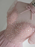 Prom Dress 2025 Blush Beaded High Neck Prom Dress 20652-unique elegant Prom Dresses-Blush-US2-vigocouture