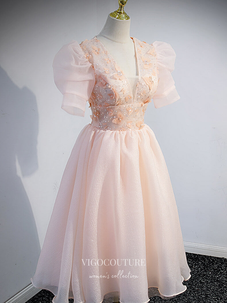 Blush Beaded Homecoming Dresses Floral Short Prom Dresses 21333 vigocouture Blush Beaded Homecoming Dresses Floral Short Prom Dresses 21333 vigocouture