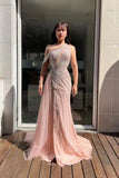 Prom Dress 2025 Blush Beaded Mermaid Prom Dress with One Shoulder 22239-unique elegant Prom Dresses-Blush-US2-vigocouture