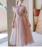 Prom Dress 2025 Blush Beaded Prom Dress 2022 High Neck Prom Gown-unique elegant Prom Dresses-Blush-US2-vigocouture