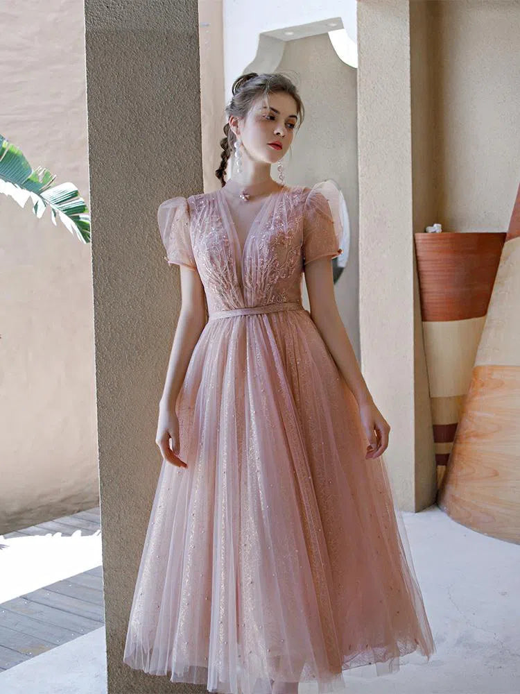 Prom Dress 2025 Blush Beaded Prom Dress 2022 High Neck Prom Gown-unique elegant Prom Dresses-Blush-US2-vigocouture