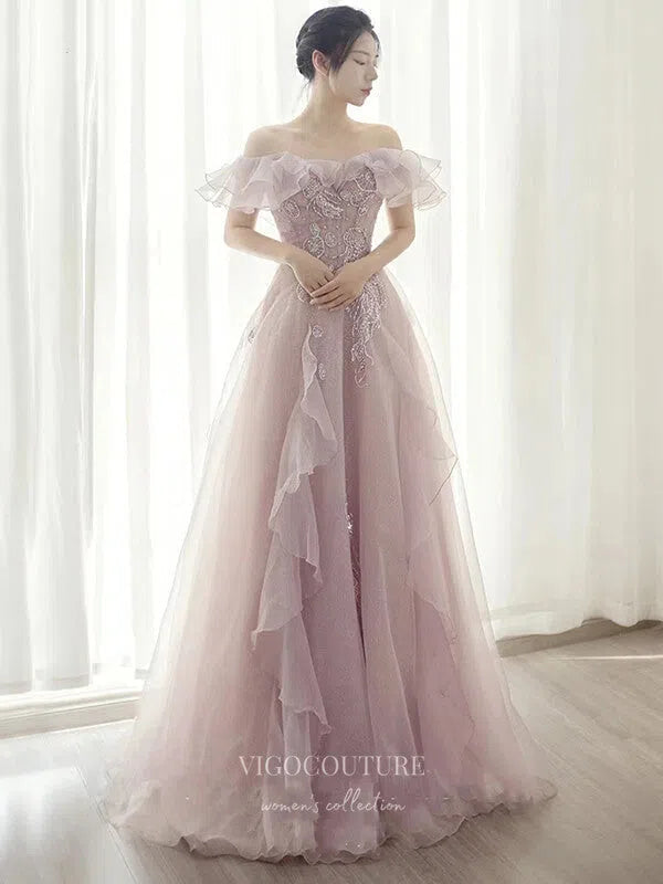 Prom Dress 2025 Blush Beaded Prom Dresses Off the Shoulder Evening Dresses 21218-unique elegant Prom Dresses-Blush-US2-vigocouture