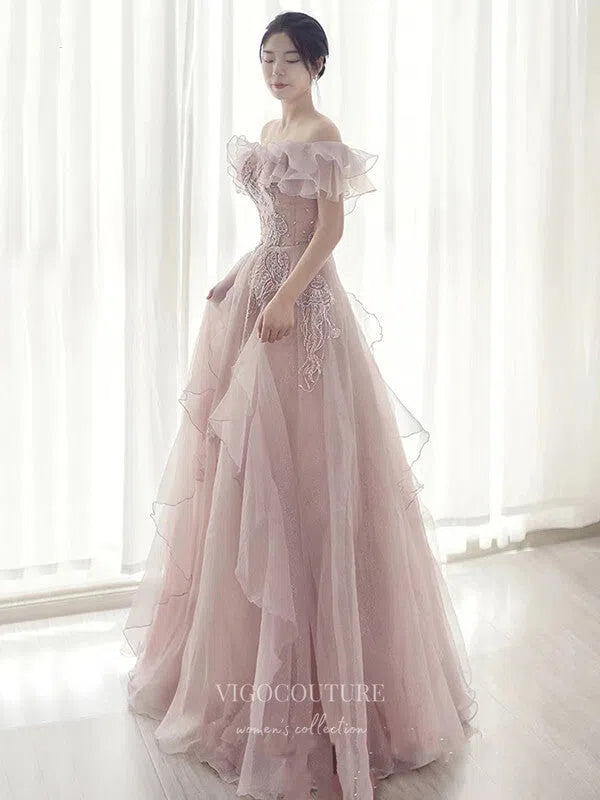 Prom Dress 2025 Blush Beaded Prom Dresses Off the Shoulder Evening Dresses 21218-unique elegant Prom Dresses-Blush-US2-vigocouture