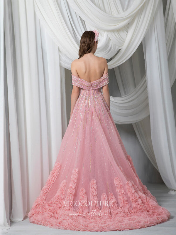 Prom Dress 2025 Blush Beaded Prom Dresses Off the Shoulder Formal Dresses 21507-unique elegant Prom Dresses-Blush-US2-vigocouture