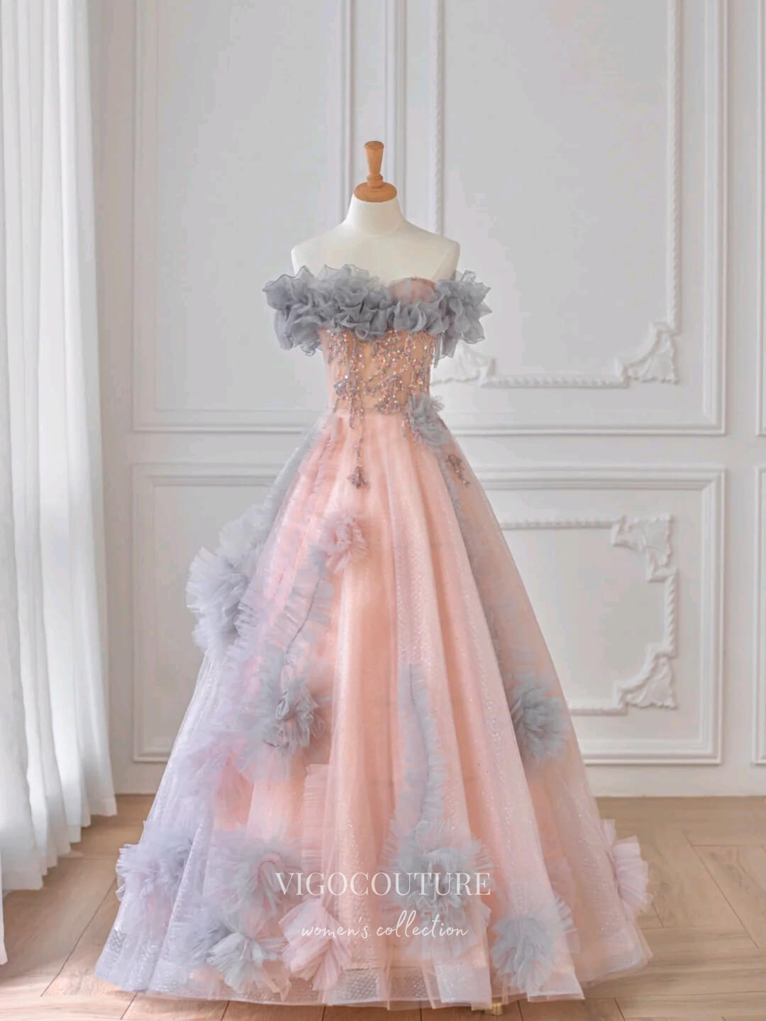 Prom Dress 2025 Blush Beaded Prom Dresses Strapless Formal Dresses 21159-unique elegant Prom Dresses-Blush-Custom Size-vigocouture