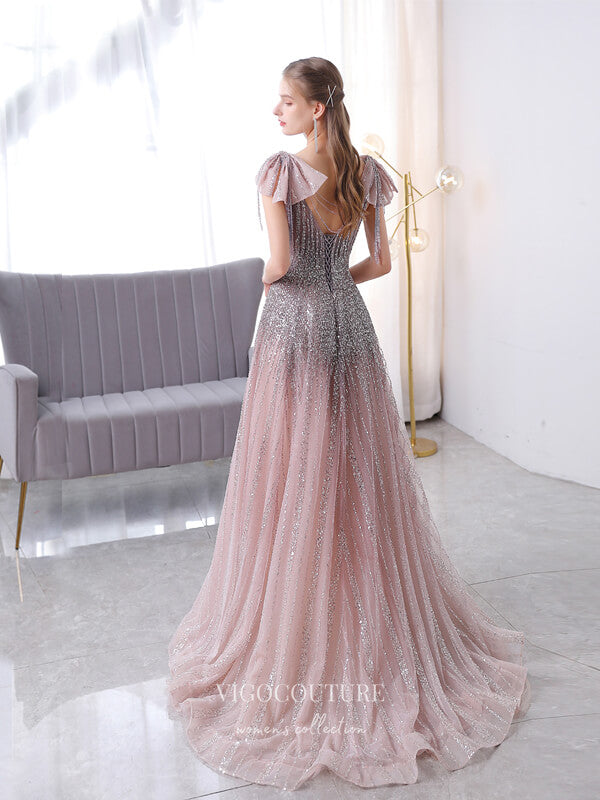 Prom Dress 2025 Blush Beaded Prom Dresses V-Neck Formal Dresses 21506-unique elegant Prom Dresses-Blush-US2-vigocouture