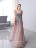 Prom Dress 2025 Blush Beaded Prom Dresses V-Neck Formal Dresses 21506-unique elegant Prom Dresses-Blush-US2-vigocouture