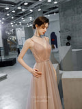 Prom Dress 2025 Blush Beaded Spaghetti Strap Prom Dress 20223-unique elegant Prom Dresses-Blush-US2-vigocouture