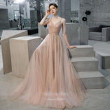 Prom Dress 2025 Blush Beaded Spaghetti Strap Prom Dress 20223-unique elegant Prom Dresses-Blush-US2-vigocouture