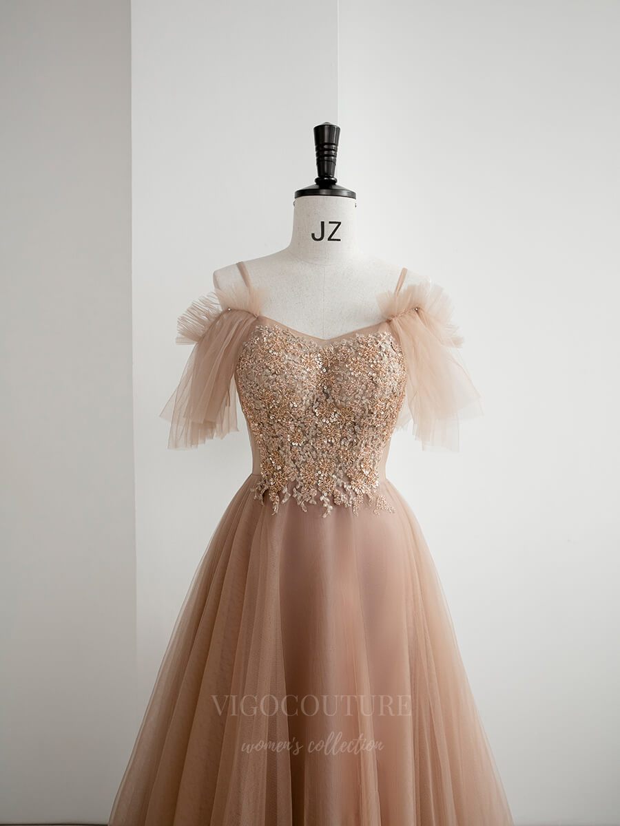 Prom Dress 2025 Blush Beaded Spaghetti Strap Prom Dress 20651-unique elegant Prom Dresses-Blush-US2-vigocouture