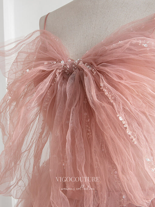 Prom Dress 2025 Blush Bow-Tie Prom Dresses Beaded Spaghetti Strap Formal Dresses 21166-unique elegant Prom Dresses-Blush-Custom Size-vigocouture