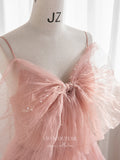 Prom Dress 2025 Blush Bow-Tie Prom Dresses Beaded Spaghetti Strap Formal Dresses 21166-unique elegant Prom Dresses-Blush-Custom Size-vigocouture