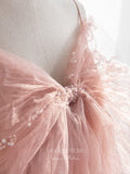 Prom Dress 2025 Blush Bow-Tie Prom Dresses Beaded Spaghetti Strap Formal Dresses 21166-unique elegant Prom Dresses-Blush-Custom Size-vigocouture