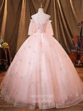 Prom Dress 2025 Blush Lace Applique Quinceanera Dresses Sparkly Tulle Sweet 15 Dresses 21370-unique elegant Prom Dresses-Blush-Custom Size-vigocouture