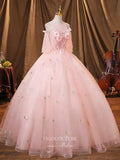 Prom Dress 2025 Blush Lace Applique Quinceanera Dresses Sparkly Tulle Sweet 15 Dresses 21370-unique elegant Prom Dresses-Blush-Custom Size-vigocouture