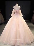 Prom Dress 2025 Blush Lace Applique Quinceanera Dresses Sparkly Tulle Sweet 15 Dresses 21423-unique elegant Prom Dresses-Blush-Custom Size-vigocouture