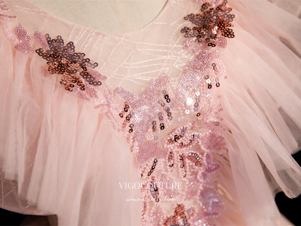 Prom Dress 2025 Blush Lace Applique Quinceanera Dresses Sparkly Tulle Sweet 16 Dresses 21408-unique elegant Prom Dresses-Blush-Custom Size-vigocouture