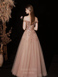 Prom Dress 2025 Blush Off the Shoulder Beaded Prom Dress 20744-unique elegant Prom Dresses-Blush-US2-vigocouture