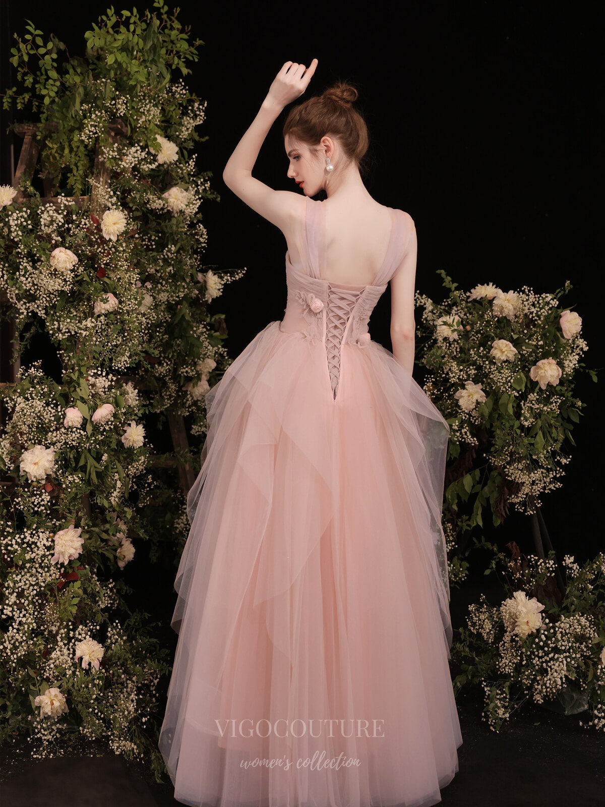 Prom Dress 2025 Blush Off the Shoulder Floral Prom Dress 20732-unique elegant Prom Dresses-Blush-US2-vigocouture