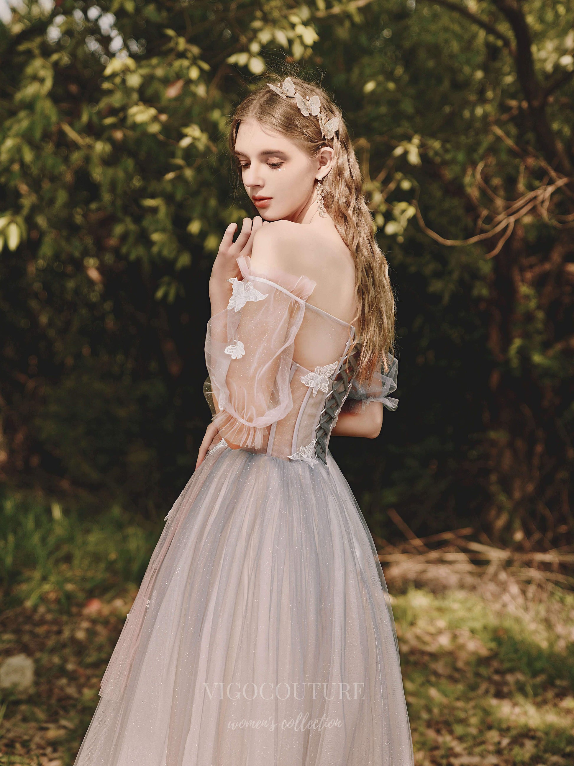 Blush Off the Shoulder Prom Dress 20709 – vigocouture