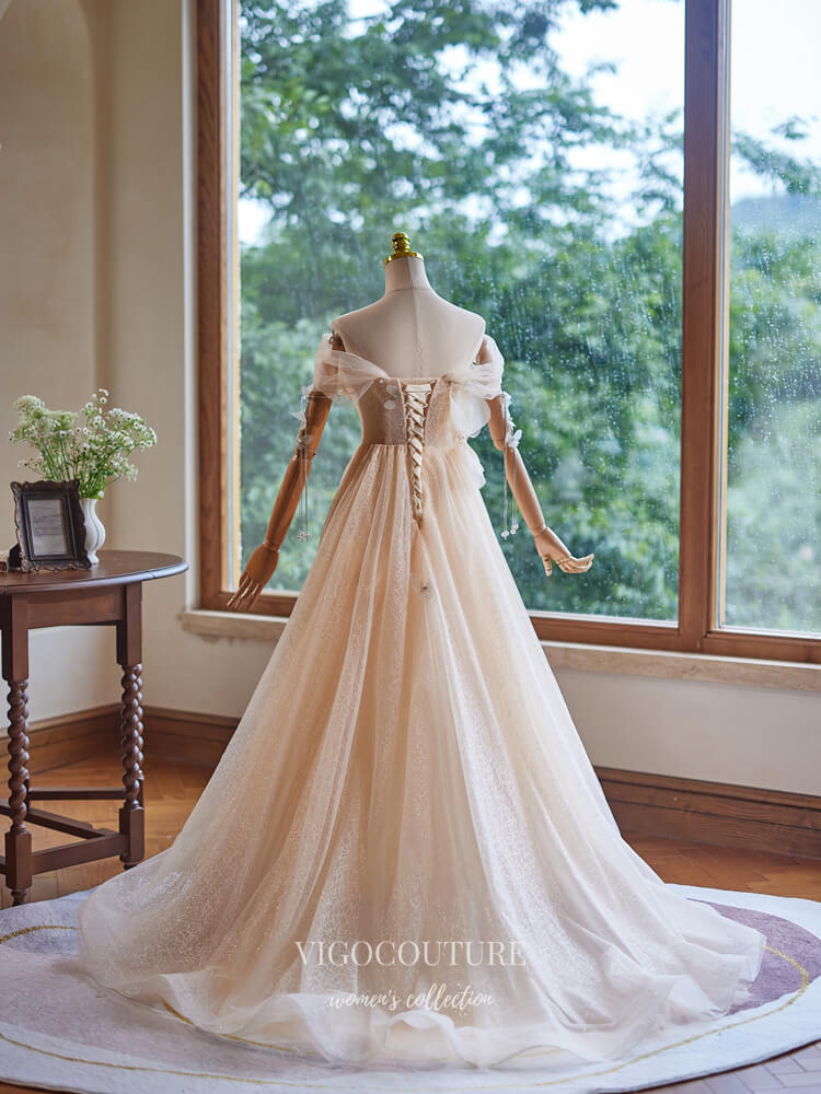 Prom Dress 2025 Blush Pink Off the Shoulder Prom Dresses Ruched Bodice Formal Gown 24531-unique elegant Prom Dresses-Blush-Custom Size-vigocouture