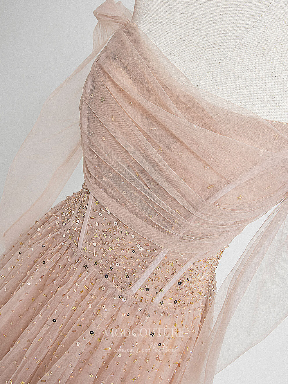 Prom Dress 2025 Blush Pink Tulle Prom Dresses Off the Shoulder Evening Dress 21828-unique elegant Prom Dresses-Blush-US2-vigocouture