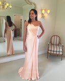 Blush Pleated Stretchy Jersey One Shoulder Prom Dress 21000