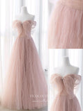 Prom Dress 2025 Blush Pleated Tulle Prom Dresses Off the Shoulder Formal Dress 22058-unique elegant Prom Dresses-Blush-US2-vigocouture