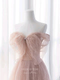 Prom Dress 2025 Blush Pleated Tulle Prom Dresses Off the Shoulder Formal Dress 22058-unique elegant Prom Dresses-Blush-US2-vigocouture