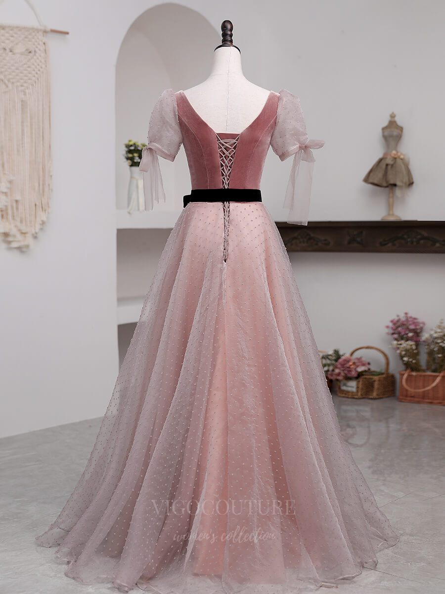 Prom Dress 2025 Blush Plunging V-Neck Prom Dress 20654-unique elegant Prom Dresses-Blush-US2-vigocouture