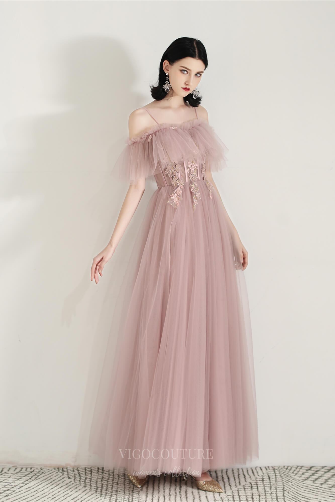 Prom Dress 2025 Blush Spaghetti Strap Prom Dress 20699-unique elegant Prom Dresses-Blush-US2-vigocouture