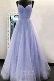 Prom Dress 2025 Blush Spaghetti Strap Prom Dresses Sparkly Tulle Evening Dress 21692-unique elegant Prom Dresses-Lavender-US2-vigocouture