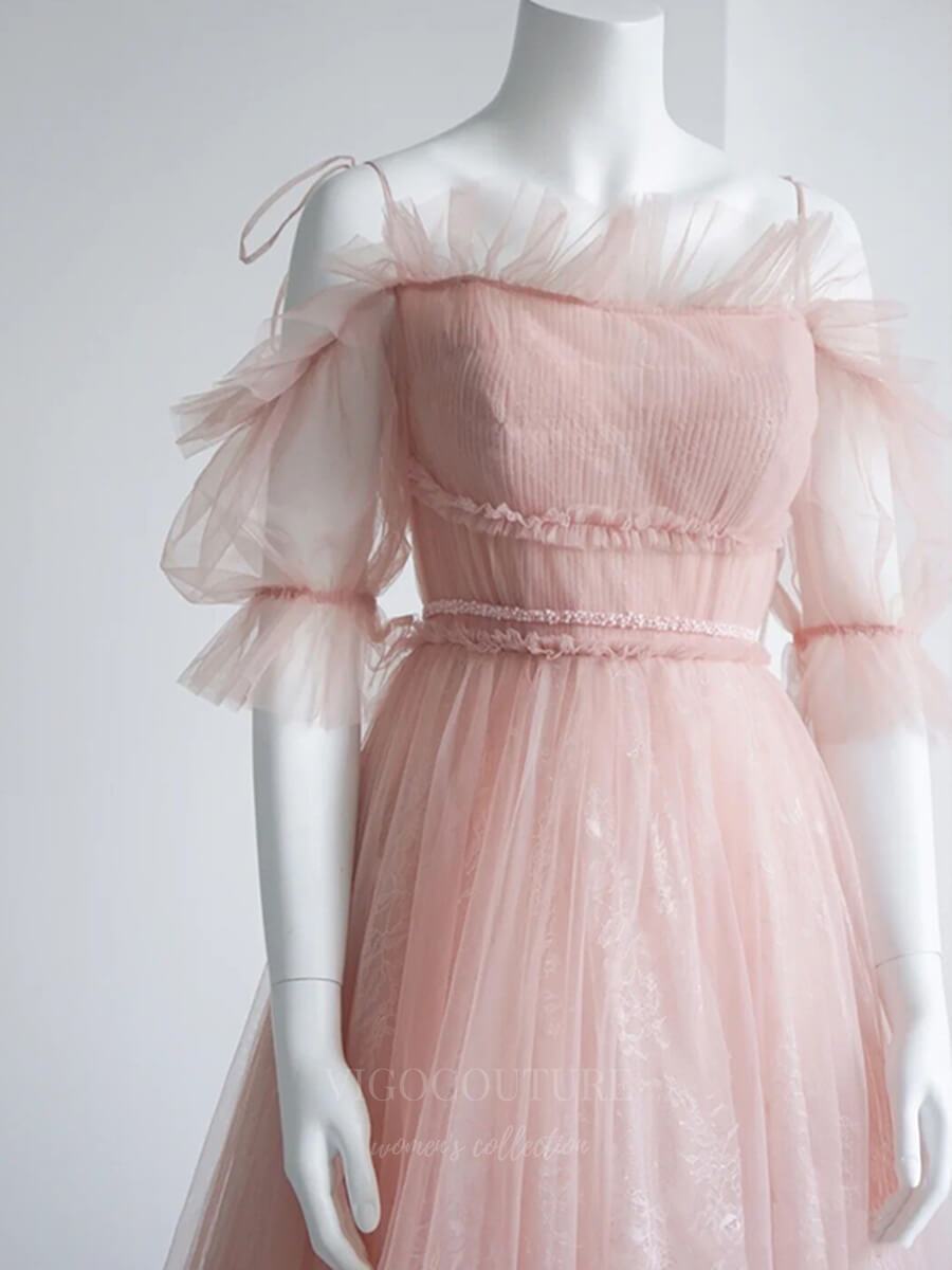 Prom Dress 2025 Blush Spaghetti Strap Tiered Prom Dress 20633-unique elegant Prom Dresses-Blush-US2-vigocouture