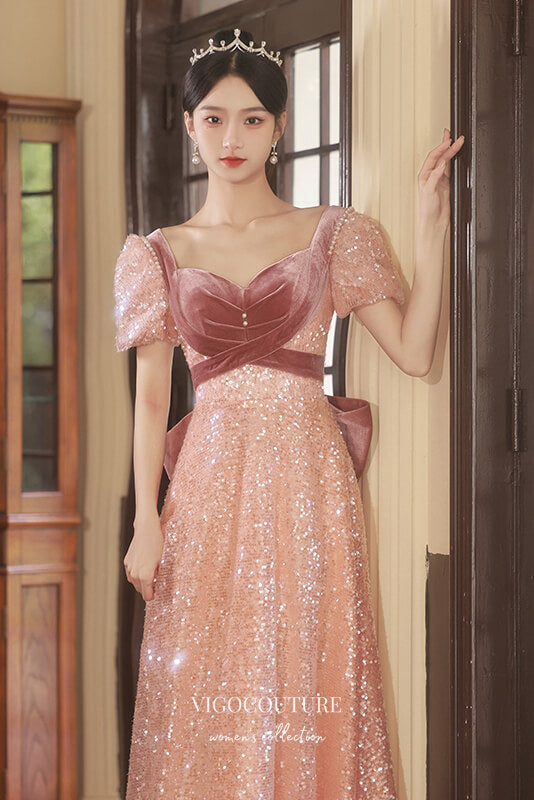 Blush Sparkly Tulle Formal Dress Short Sleeve Prom Dresses 21638 Custom Colors / 26W Blush Sparkly Tulle Formal Dress Short Sleeve Prom Dresses 21638 Custom Colors / 26W