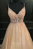 Prom Dress 2025 Blush Sparkly Tulle Formal Dresses Lace Applique Prom Dresses 21600-unique elegant Prom Dresses-Blush-US2-vigocouture