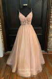 Prom Dress 2025 Blush Sparkly Tulle Formal Dresses Lace Applique Prom Dresses 21600-unique elegant Prom Dresses-Blush-US2-vigocouture