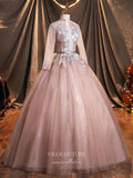 Prom Dress 2025 Blush Sparkly Tulle Quinceanera Dresses Lace Applique Sweet 16 Dresses 21388-unique elegant Prom Dresses-Blush-US2-vigocouture