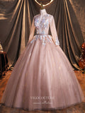 Prom Dress 2025 Blush Sparkly Tulle Quinceanera Dresses Lace Applique Sweet 16 Dresses 21388-unique elegant Prom Dresses-Blush-US2-vigocouture