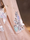 Prom Dress 2025 Blush Sparkly Tulle Quinceanera Dresses Lace Applique Sweet 16 Dresses 21388-unique elegant Prom Dresses-Blush-US2-vigocouture