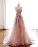 Prom Dress 2025 Blush Strapless A-Line Tulle Prom Dress 20914-unique elegant Prom Dresses-Blush-Custom Size-vigocouture