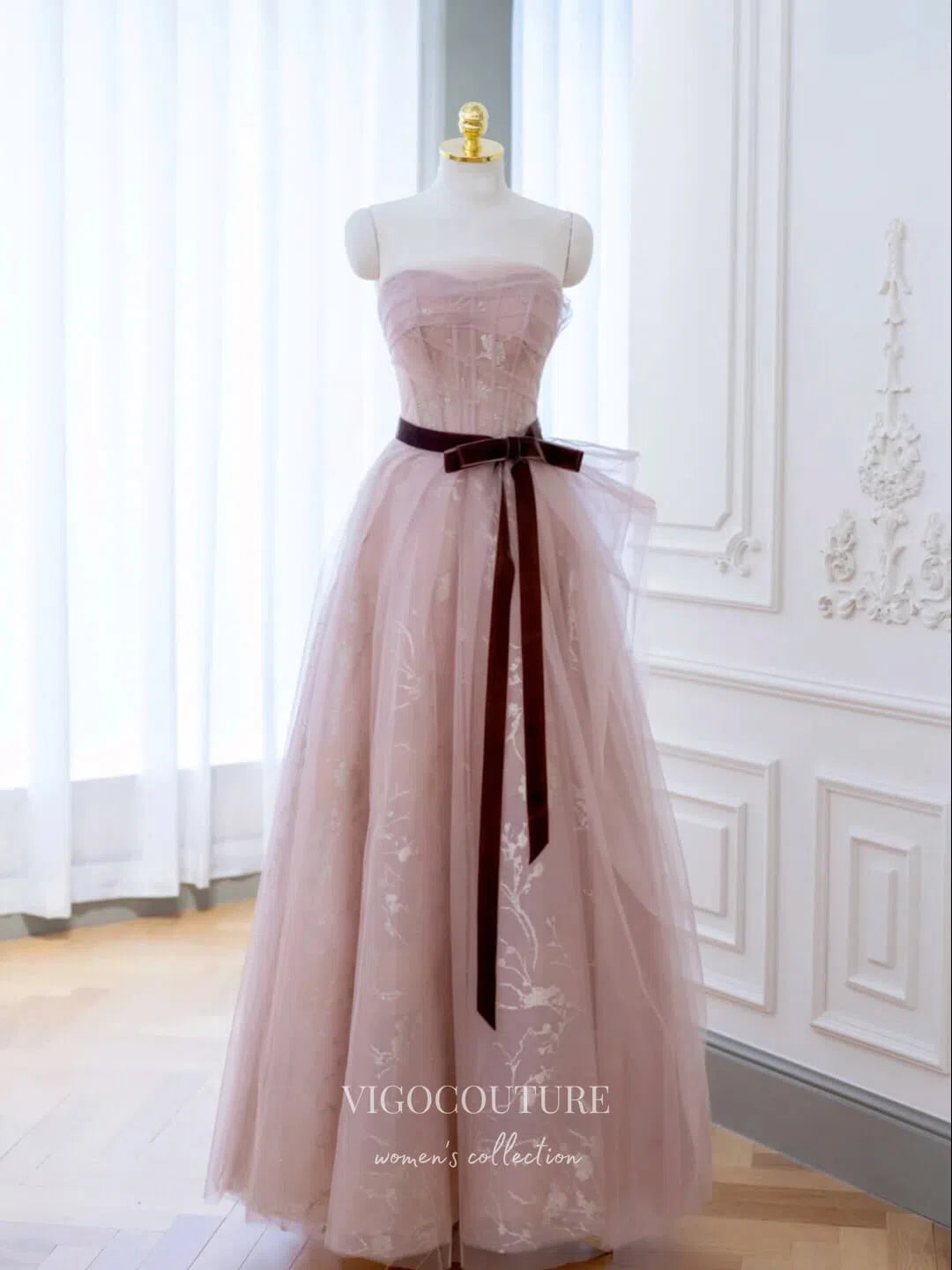 Prom Dress 2025 Blush Strapless Prom Dresses Tulle Formal Dresses 21172-unique elegant Prom Dresses-Blush-Custom Size-vigocouture