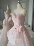 Prom Dress 2025 Blush Strapless Satin Prom Dresses Bow-Tie Evening Gown 22061-unique elegant Prom Dresses-Blush-US2-vigocouture