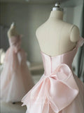 Prom Dress 2025 Blush Strapless Satin Prom Dresses Bow-Tie Evening Gown 22061-unique elegant Prom Dresses-Blush-US2-vigocouture