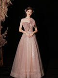 Prom Dress 2025 Blush Strapless Sparkly Tulle Bow Prom Dress 20742-unique elegant Prom Dresses-Blush-US2-vigocouture