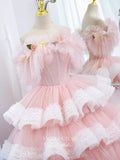 Prom Dress 2025 Blush Tiered Quinceanera Dresses Sparkly Tulle Sweet 16 Dress 21501-unique elegant Prom Dresses-Blush-US2-vigocouture