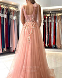 Prom Dress 2025 Blush Tulle Floral A-Line Prom Dress 20820-unique elegant Prom Dresses-Blush-US2-vigocouture