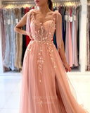 Prom Dress 2025 Blush Tulle Floral A-Line Prom Dress 20820-unique elegant Prom Dresses-Blush-US2-vigocouture