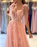 Prom Dress 2025 Blush Tulle Floral A-Line Prom Dress 20820-unique elegant Prom Dresses-Blush-US2-vigocouture